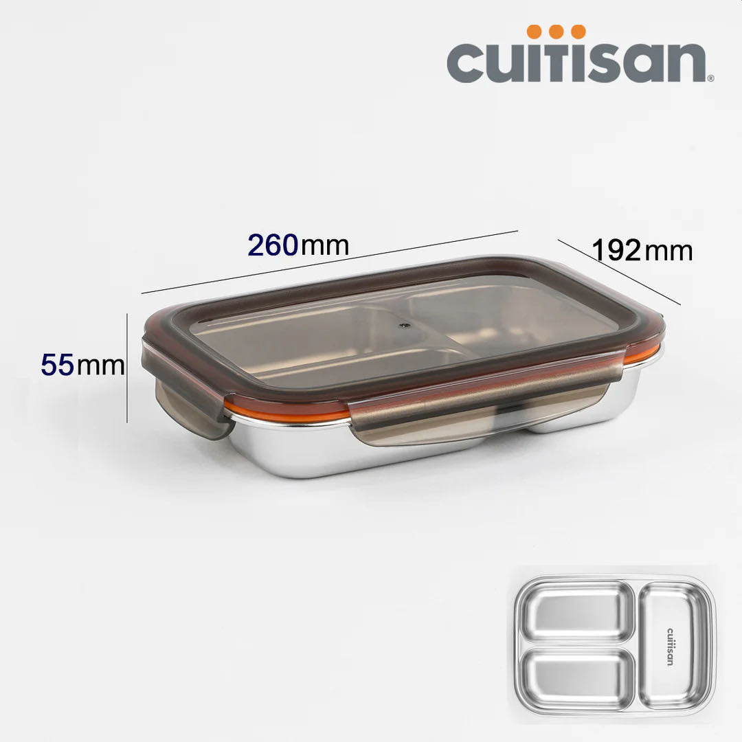Cuitisan Stainless steel Microwavable Storage Box - Partition Rectangle 900ml
