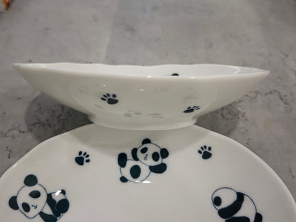 Mino Ware Panda Donburi oval plate