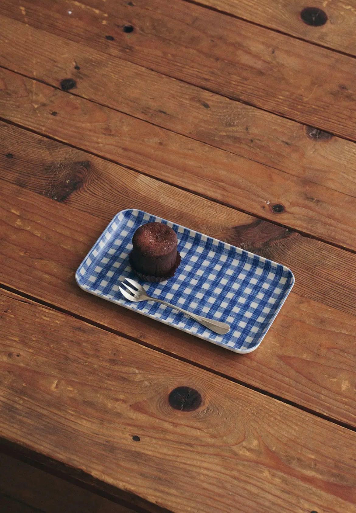 Blue Checkered Tray