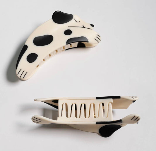 Winona Irene｜Puppy Claw - Pince à Cheveux Chien Tachetée en Acétate Mat