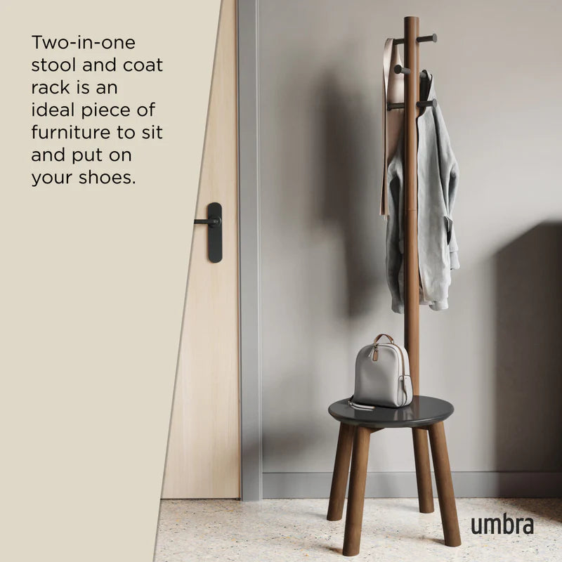 Umbra | PILLAR STOOL AND COAT RACK Black Walnut (Pick up & Delivery Only)