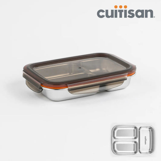 Cuitisan Stainless steel Microwavable Storage Box - Partition Rectangle 560ml