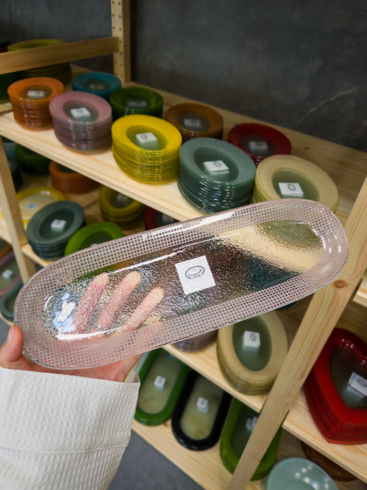 Eding | Plateau roulant mince en verre Checky