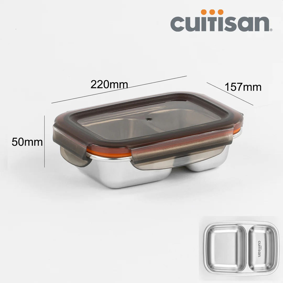 Cuitisan Stainless steel Microwavable Storage Box - Partition Rectangle 700ml