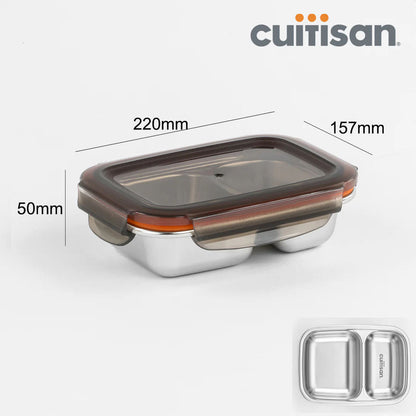 Cuitisan Stainless steel Microwavable Storage Box - Partition Rectangle 700ml