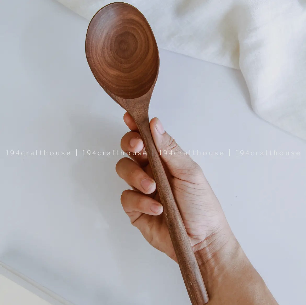 194 Craft House - Large Walnut Wooden Serving Spoon