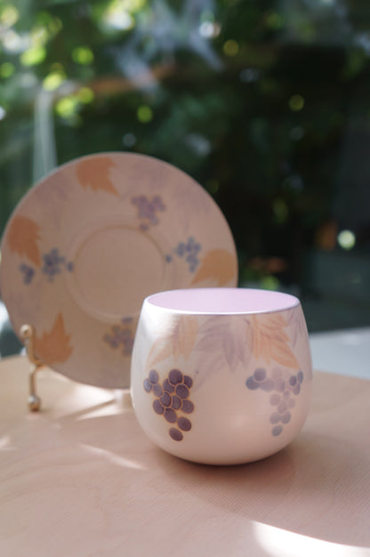 Jingdezhen | Sishuang | Grapes Egg Latte Cup & Saucer - Purple Narrow Mouth