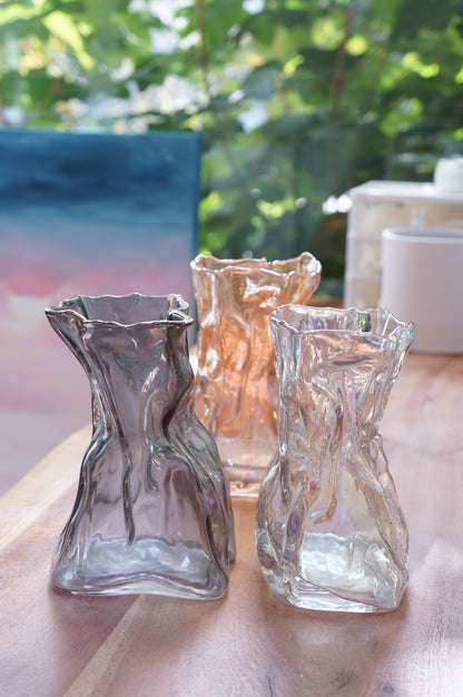 Wrinkle Style Aurora Glass Vase - Small