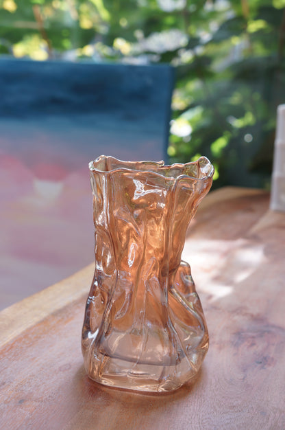 Wrinkle Style Aurora Glass Vase - Small