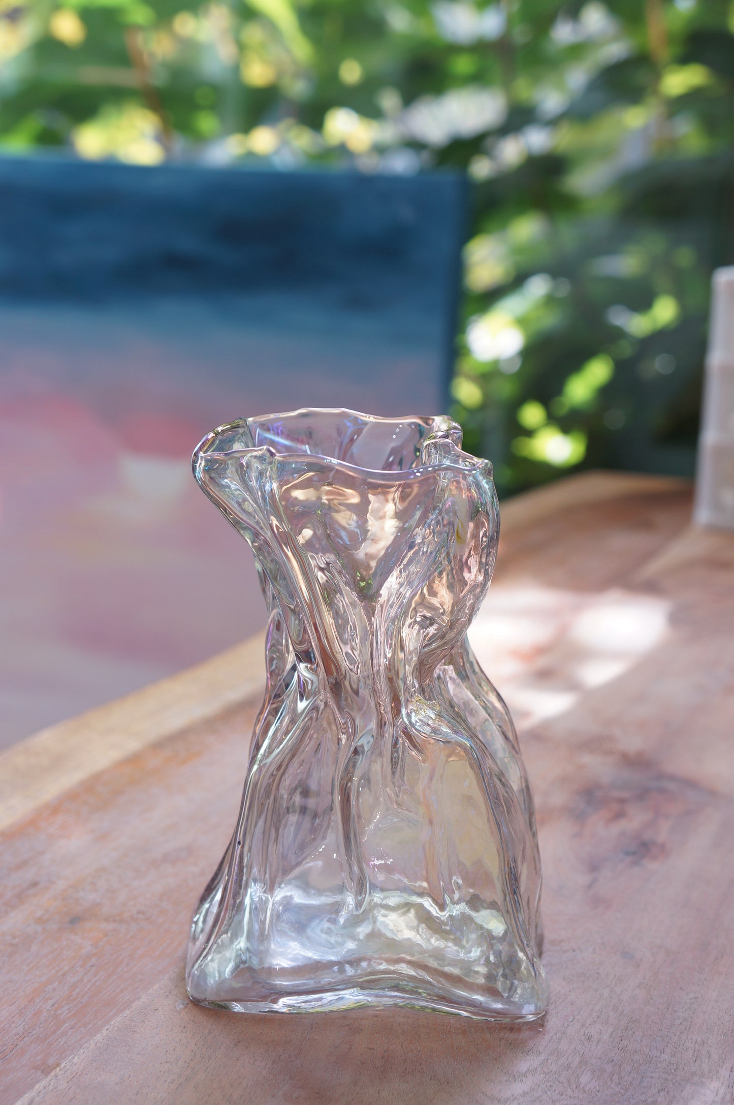 Wrinkle Style Aurora Glass Vase - Small