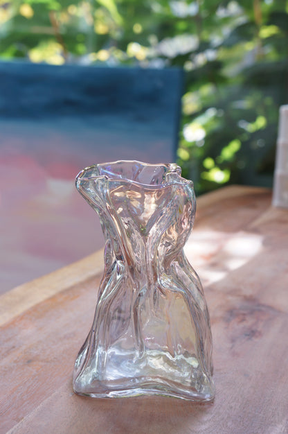 Wrinkle Style Aurora Glass Vase - Small