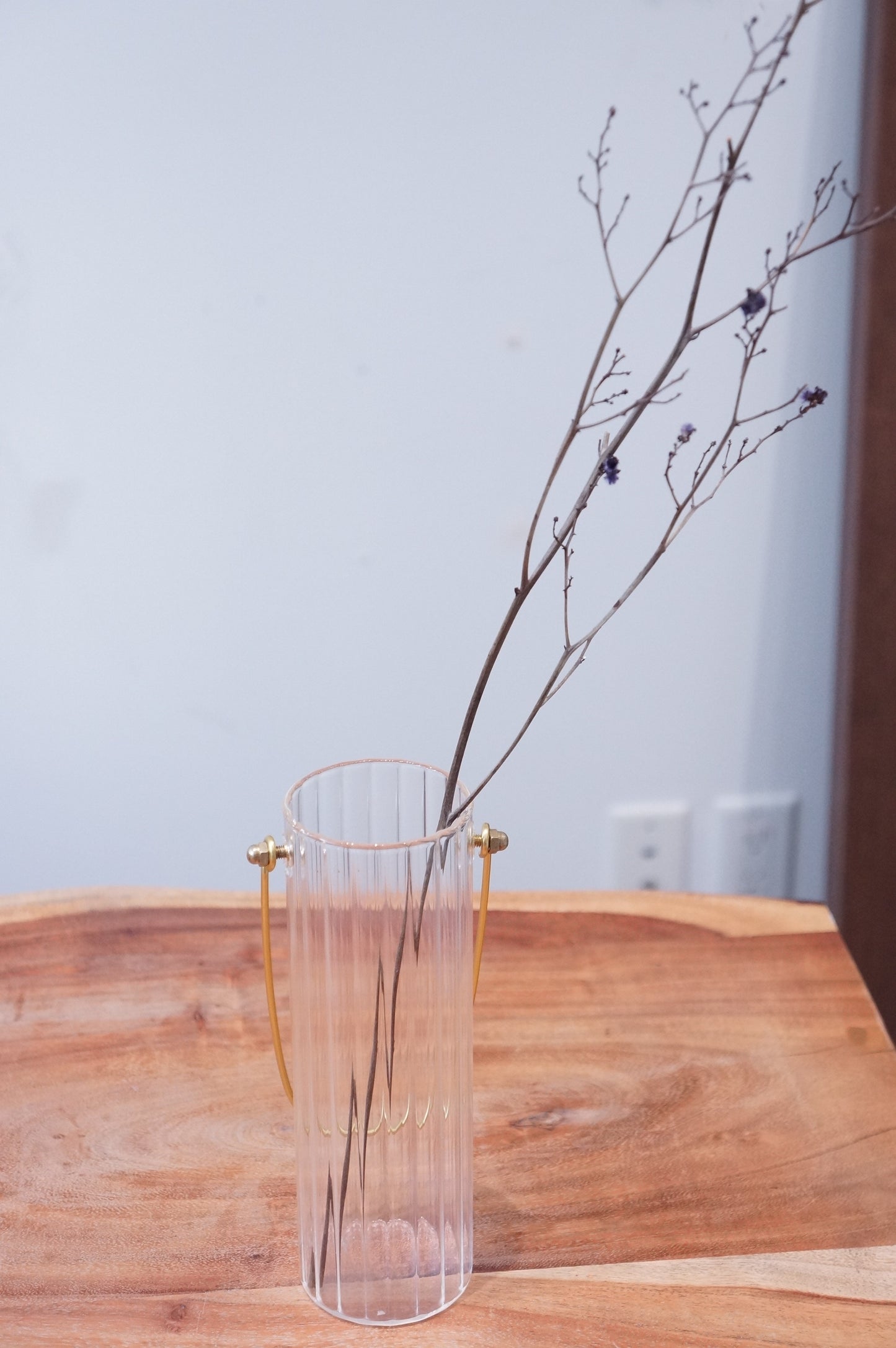 Metal Handle Glass Vase