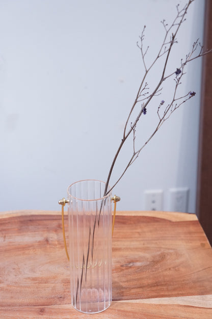 Metal Handle Glass Vase