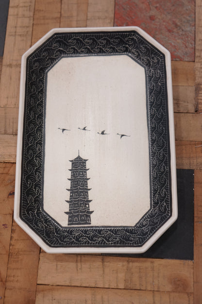 Jingdezhen | Midian | Landscape Hand-painting Octagonal Plate