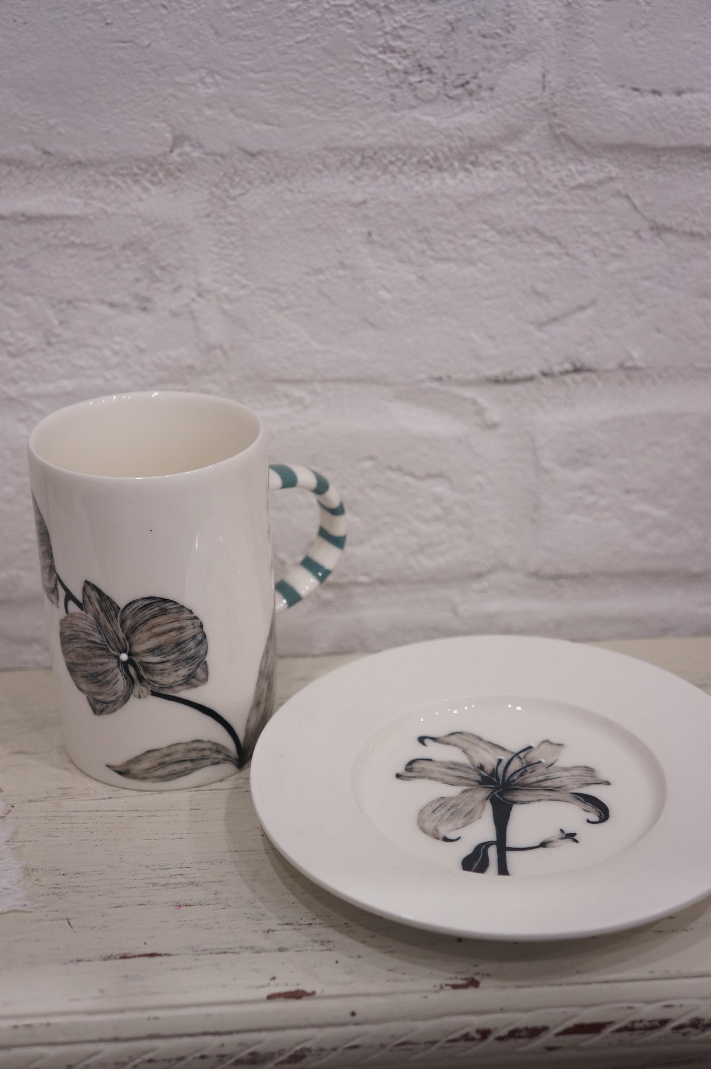 Jingdezhen | Junsheng | Hand-painted underglaze Flower Style Cup & Saucer