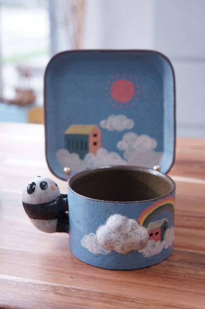 Jingdezhen | Erli | Panda Style Mug & Saucer | House in the Sky