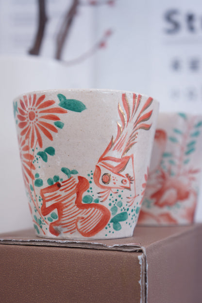 Jingdezhen | Jiangcunzhi | Red and Green Color Straight Tumbler