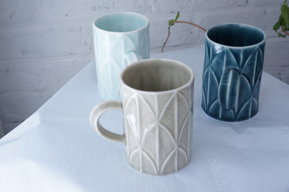 Jingdezhen | Daojin | Leaf Vein Style Straight Mugs (3 colors)