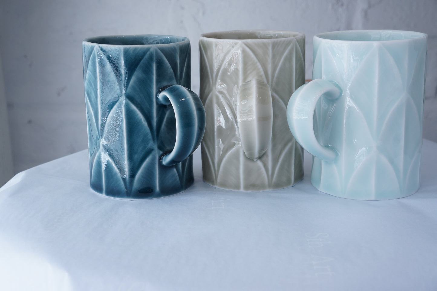 Jingdezhen | Daojin | Leaf Vein Style Straight Mugs (3 colors)