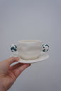 Jingdezhen | Gutou | Corrugation Double Ear Cup & Saucer