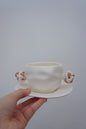 Jingdezhen | Gutou | Corrugation Double Ear Cup & Saucer