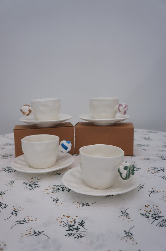 Jingdezhen | Gutou | Corrugation Single Ear Cup & Saucer