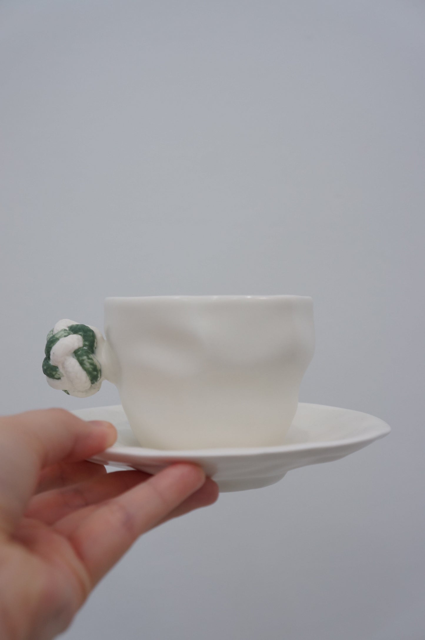 Jingdezhen | Gutou | Corrugation Single Ear Cup & Saucer