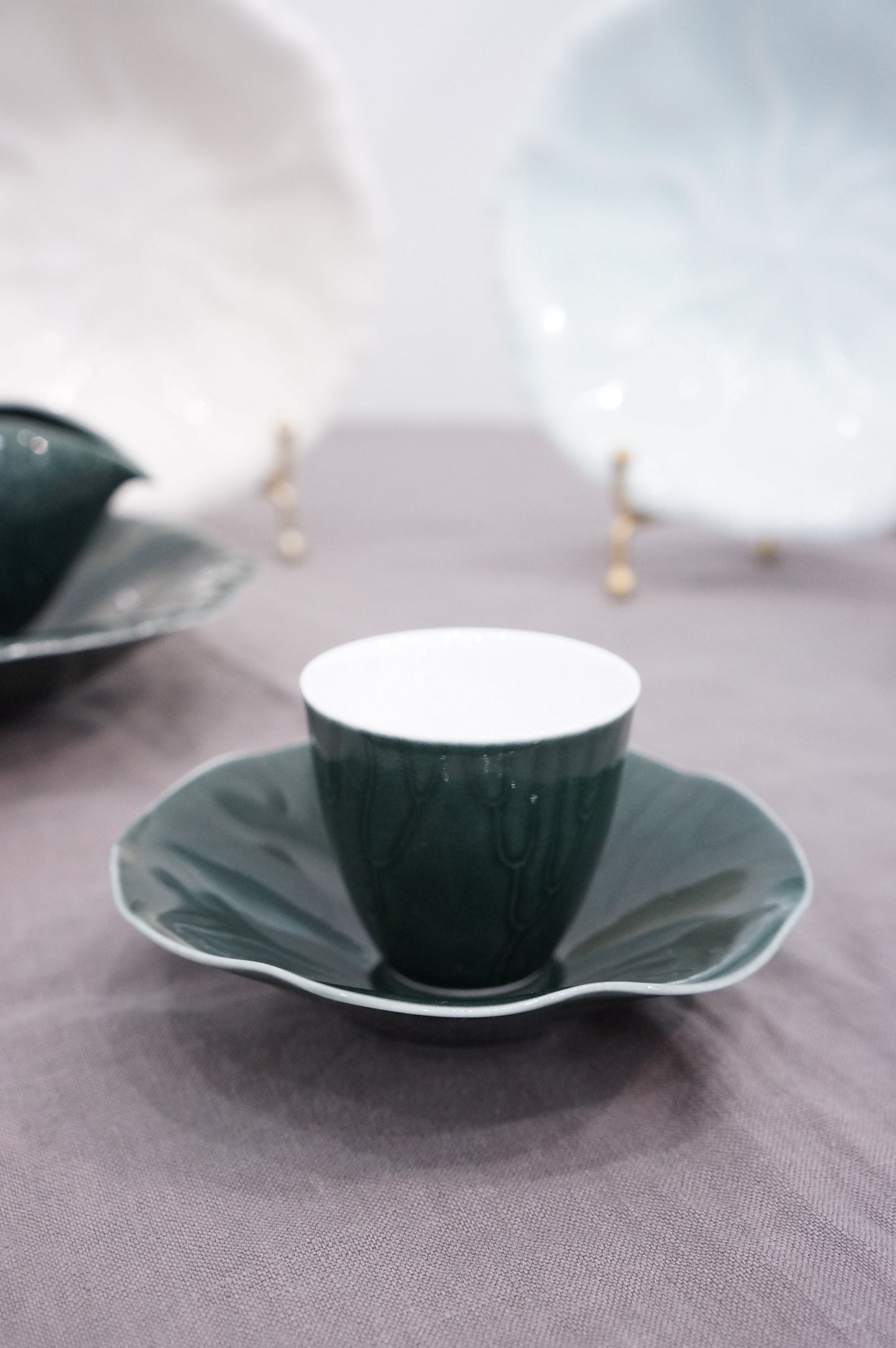 Jingdezhen | Gezhan | Lily Pad Tea Cup with Saucer Pair Set