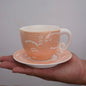 Jingdezhen | Gutou | Exclusive Customization Hundred Huts Cup & Saucer - Pink