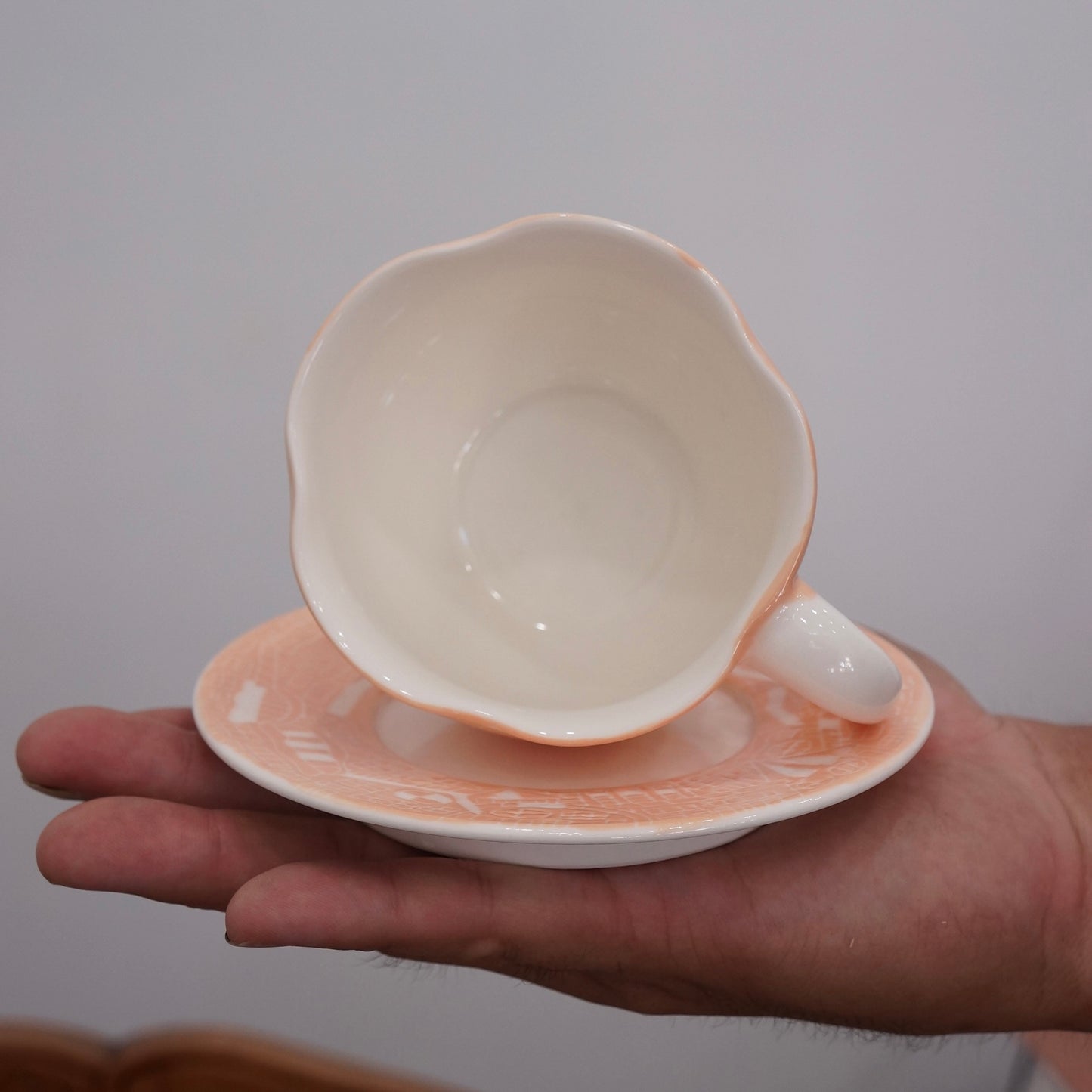 Jingdezhen | Gutou | Exclusive Customization Hundred Huts Cup & Saucer - Pink