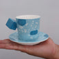 Jingdezhen | Gutou | Exclusive Customization Hundred Huts Cup & Saucer - Misty Blue