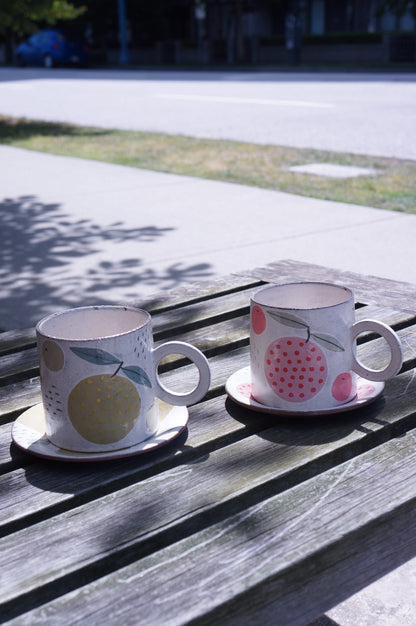 Jingdezhen | Handmade Fruit Cup & Saucer Set (Rose Pink)