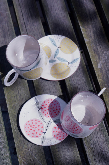 Jingdezhen | Handmade Fruit Cup & Saucer Set (Rose Pink)