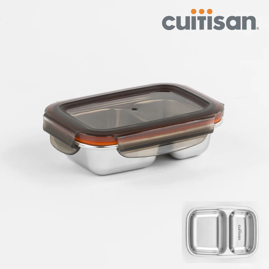 Cuitisan Stainless steel Microwavable Storage Box - Partition Rectangle 700ml