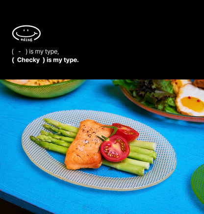 Eding | Checky Glass Almond Plate Medium