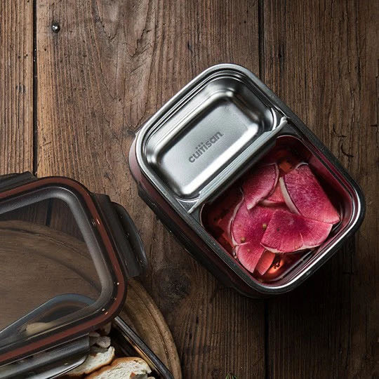 Cuitisan Stainless steel Microwavable Storage Box - Partition Rectangle 1000ml