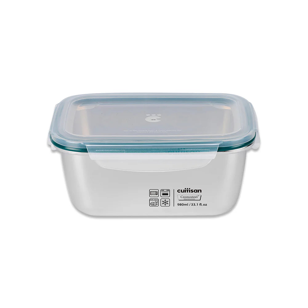 Cuitisan Stainless steel Microwavable Storage Box - Simple Rectangle 980ml