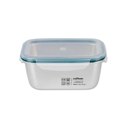 Cuitisan Stainless steel Microwavable Storage Box - Simple Rectangle 980ml