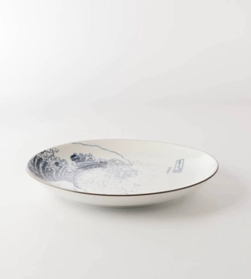 Mino Ware The Great Wave Pattern Coupe Plate