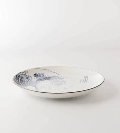 Mino Ware The Great Wave Pattern Coupe Plate