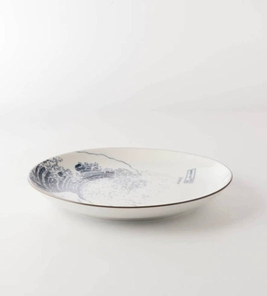 Mino Ware The Great Wave Pattern Coupe Plate
