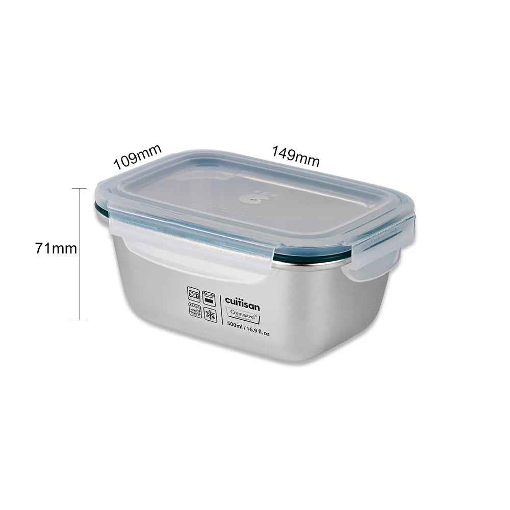 Cuitisan Stainless steel Microwavable Storage Box - Simple Rectangle 500ml