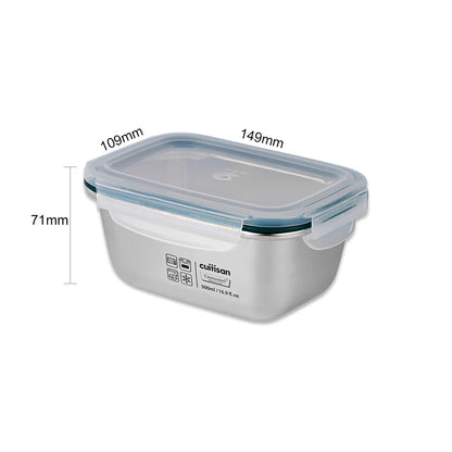 Cuitisan Stainless steel Microwavable Storage Box - Simple Rectangle 500ml