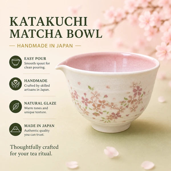 Mino Ware Matcha Bowl Set｜Cherry Blossom