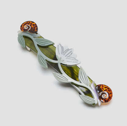 Winona Irene｜Broceliande French Barrette with Lotus and Snails