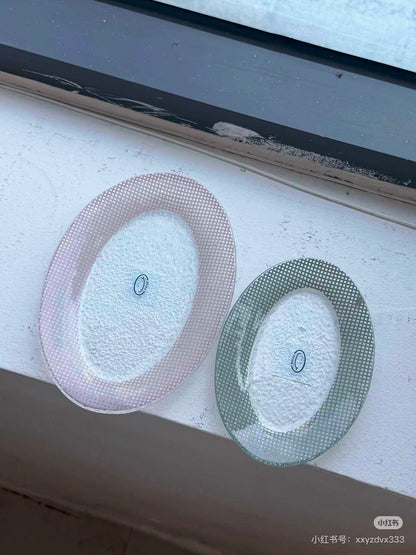 Eding | Checky Glass Almond Plate Large