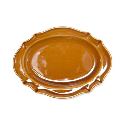 Studio M' | Ferme Corrugated Rim Oval Plate - Caramel