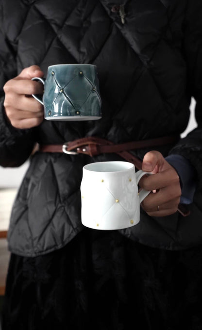 Jingdezhen | Daojin | Diamond Pattern Leather Style Mugs (2 Colors)