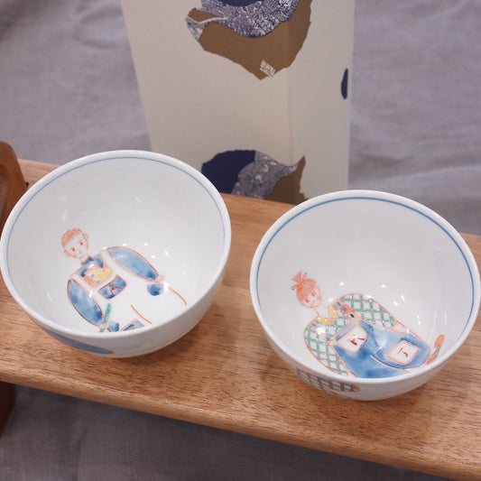 Kutani Ware | Modern Couple Rice Bowl Set