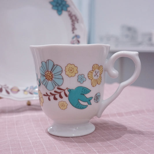 Kutani ware | Bird & Flower Series Mug Blue